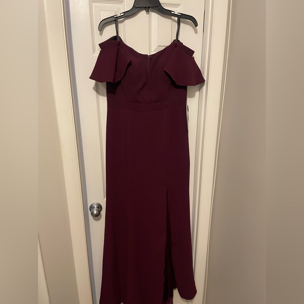 (NWT) Macy's Off Shoulder Burgundy Evening Dress